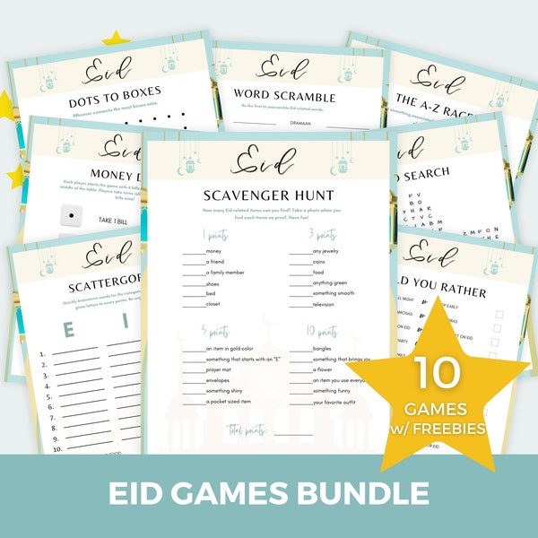 Eid Family Games Bundle, Printable Eid Activities, Eid Party Games, Islamic Muslim Games, Kids Eid Gifts, Family Fun