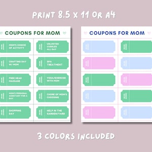 Mom Birthday Coupons, Mother's Day Printable Coupons, Mom/mum Coupon ...