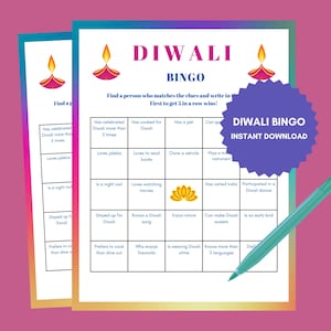 Diwali Find the Guest Bingo Printable, Diwali Festival Party Games Fun Activities for Family, Friends and Kids