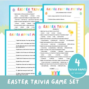 Easter Trivia Games Bundle of 4, Printable Easter Activities, Easter Party Games, The Easter Story, Religious Christian Trivia Games