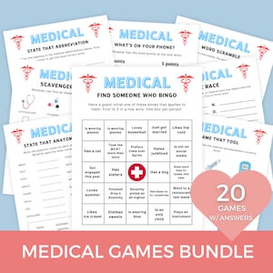 Medical Games Bundle, Printable Nursing Doctor Games, Hospital Party Activities, Medical School Fun, Nurse Week, Doctor&#39;s Day Games