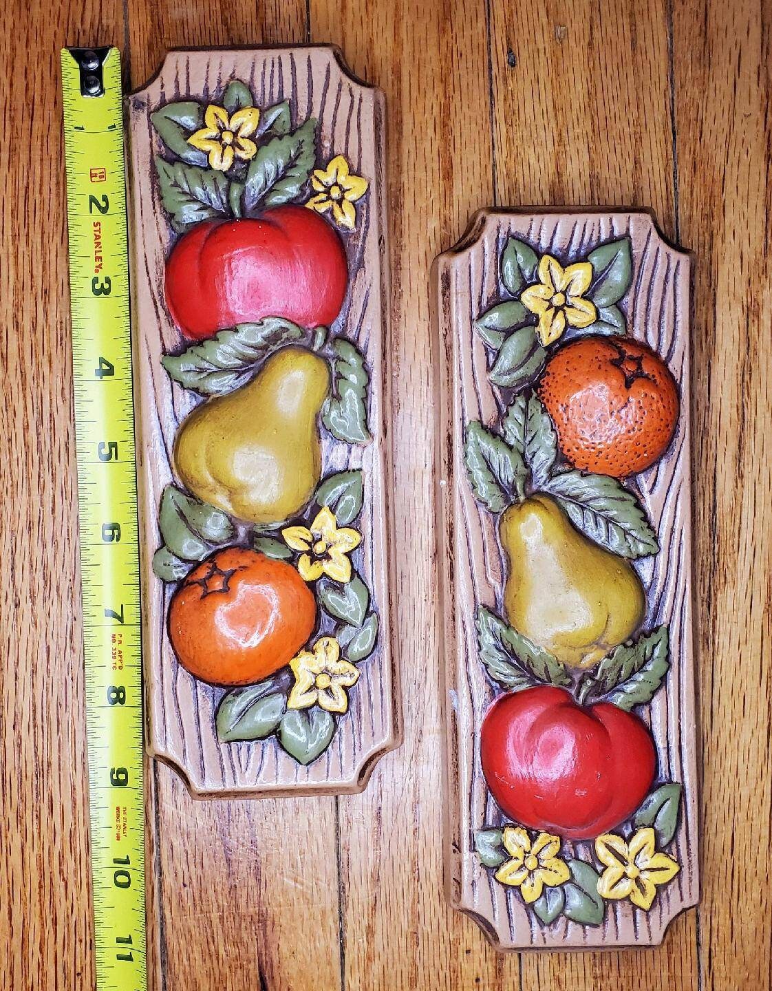 1970s Ceramic Fruit Wall Hangings Set of 2 Etsy