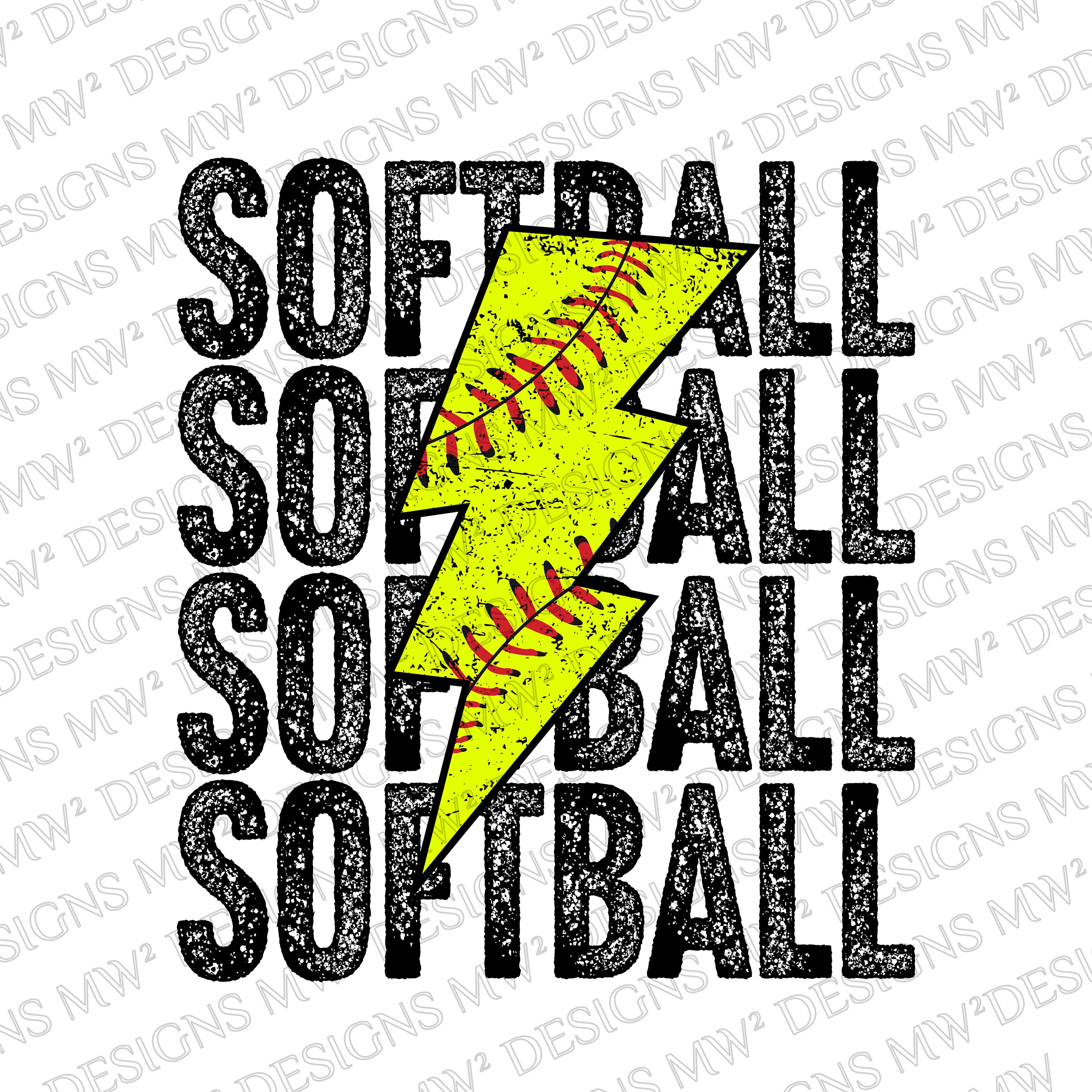 Softball Lightning Bolt Design DIGITAL Download PNG and JPG Etsy