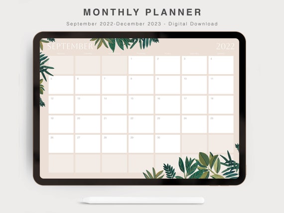 Jungle Monthly Digital Planner Printable Calendar Academic - Etsy