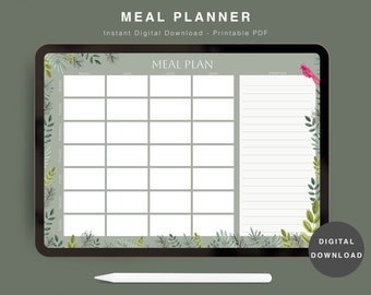 Simple Weekly Meal Planner - Digital Download - Printable and Fillable ...