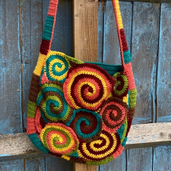 Modèle de sac en spirale hippie au crochet