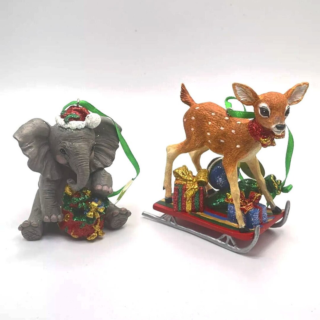 Danbury Mint Baby Animals Christmas Ornaments Fawn and Elephant Etsy