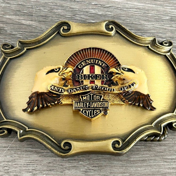 Vtg Harley Davidson Belt Buckle 1978 Anniv Raintree Biker Damn Proud