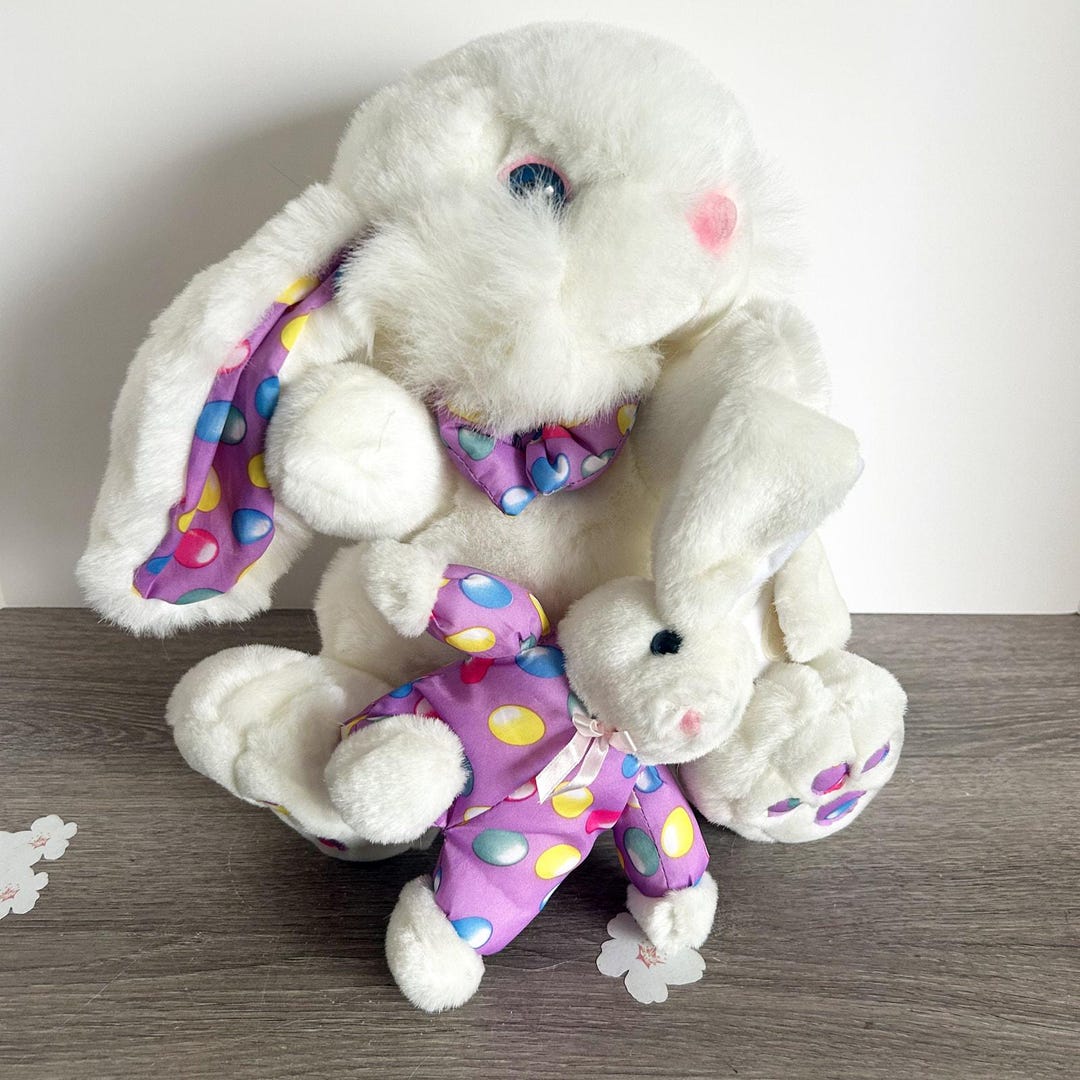 Vintage White Rabbit Plush Bunny 15