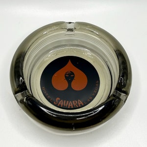 1960's Sahara Hotel and Casino Vintage Las Vegas NV smoked Glass Ashtray 4"