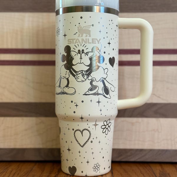 Stanley Brand 30 ounce Steam Punk Mickey Mouse, Minnie Mouse & Disney Full Wrap Laser Engraved Tumbler