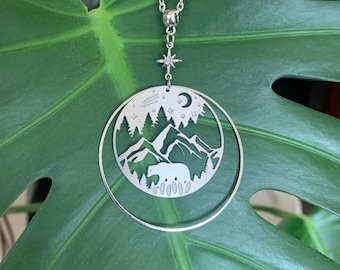 Colar com pingente Bear Mountain, Joia Celestial Wanderlust