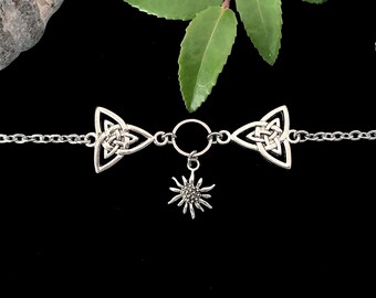 Edelweiss Flower Celtic Knot Choker: Bavarian Dirndl Jewelry
