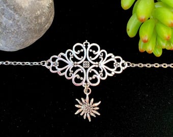 Silver Edelweiss Choker: Bavarian Dirndl Necklace