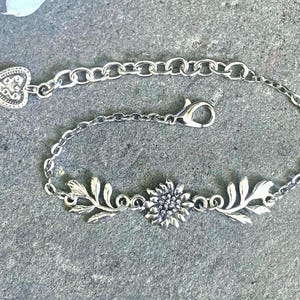 Pulsera de plata con flor de edelweiss - Joyería bávara tradicional ajustable