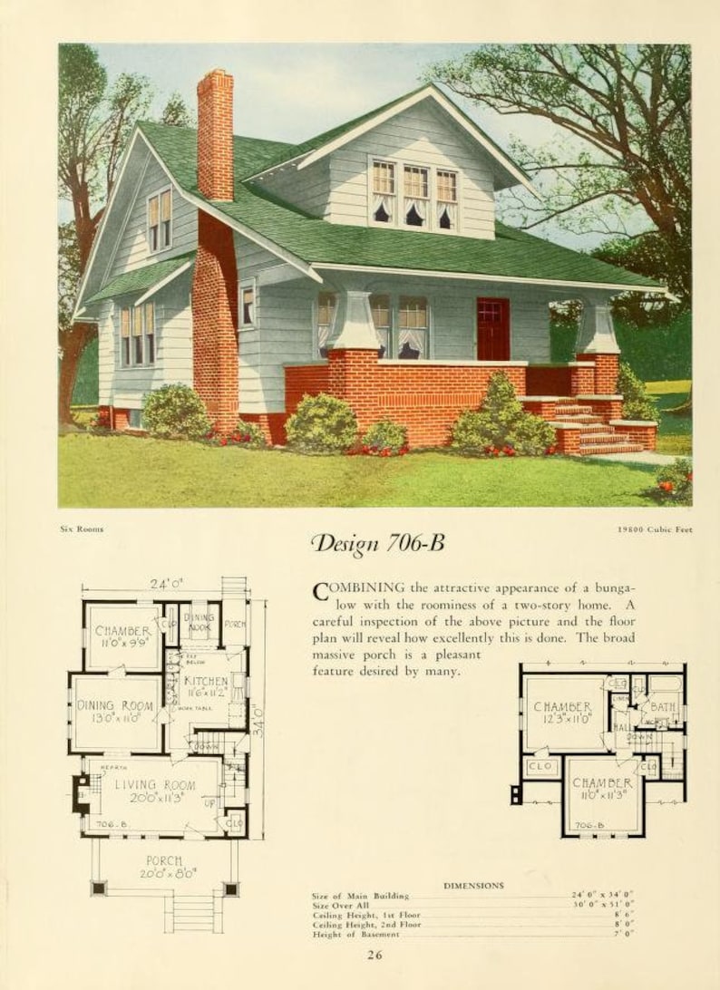 80 Vintage Home Floor Plans (pdf File, Downloadable, Printable) - Etsy