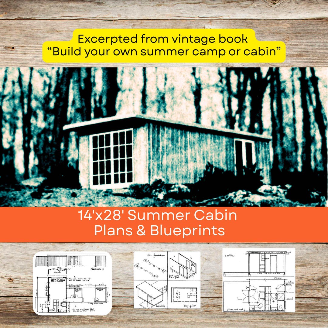 14'x28' Summer Cabin Plans & Blueprint (PDF File, 10pp. Blueprints ...