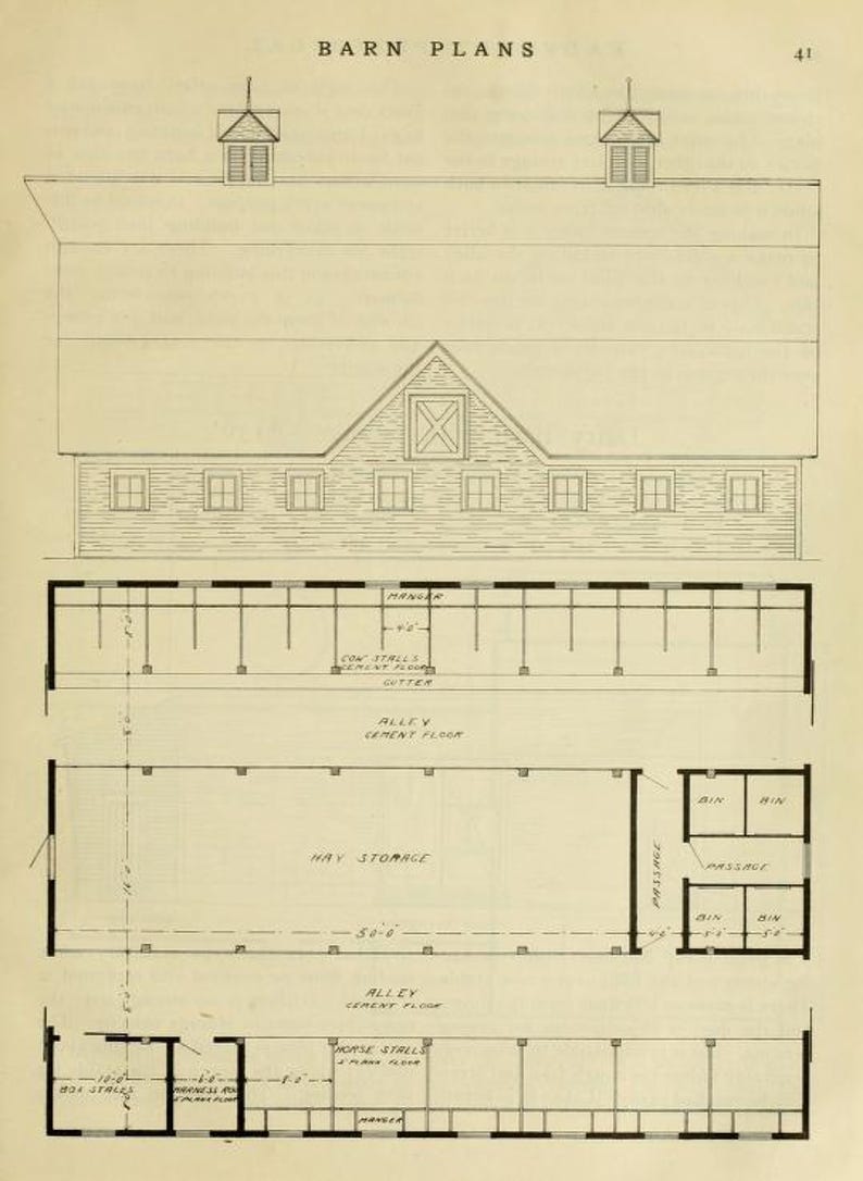 50+ Antique Barn and Farm Building Floorplans (PDF, Instant Download ...