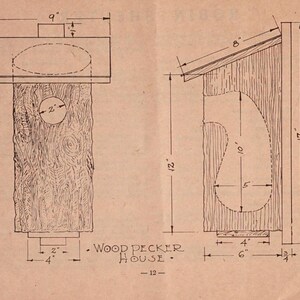 Instant Download Bird House Plans for 7 Common Backyard Birds DIY