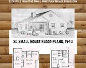 20 Small House Floor Plans, 1940s (PDF file, 20 pp. excerpted from 1940 Small Home Plans Service Publication)