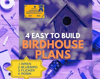 DIY BIRDHOUSE PLANS, 4 Easy to Build Birdhouse Blueprints, Vintage from 1900 (Instant Download pdf for phone, tablet, pc)