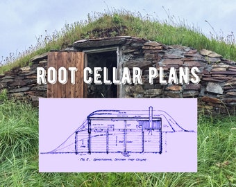 Vintage Root Cellar Plans, PDF downloadable for i-phone, tablet, or PC and printable (8 pages)