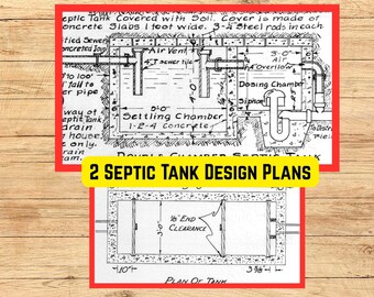 2 Septic Tank Design Blueprint Plans (PDF file, 2 Separate Blueprints, 2 pp., from 1920s USDA Blueprints)