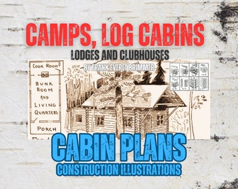 Vintage Cabin Plans: Camps, log cabins, lodges book by R.E. Brimmer (PDF downloadable file for phone, tablet, or PC, printable 150 pages)