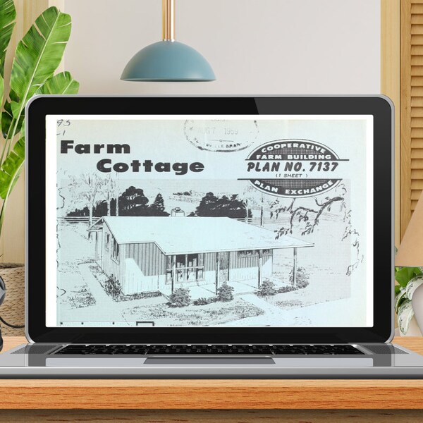 Vintage Farm Cottage Blueprint / Floorplan, 18’x26’, 468sf, 1 Bath, 1 Bed, Tiny House, DIY House Plan, Tiny House Plans, Cottage Plan office