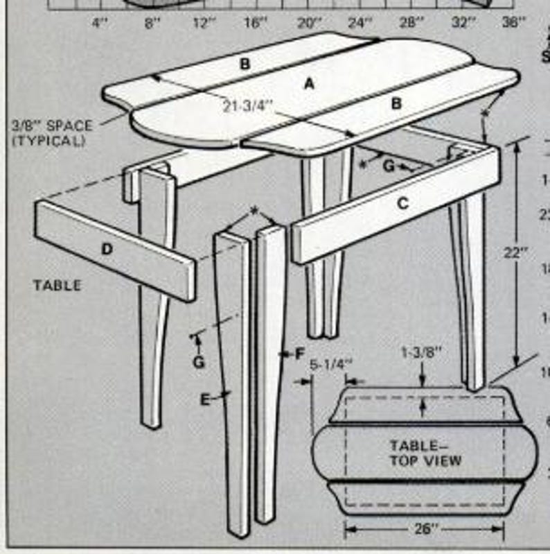 Table In Guidebook Adirondack Chair, Bench & Table Plans (PDF File, Excerpted From Vintage ...