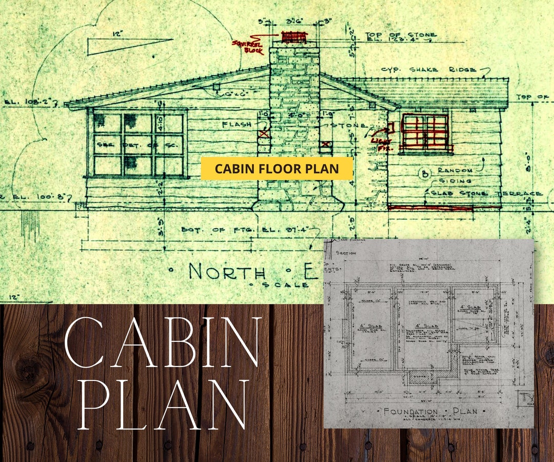 Vintage Cabin Plan PDF, 32' X 18', 575 Sf, Cabin Blueprint, DIY Cabin