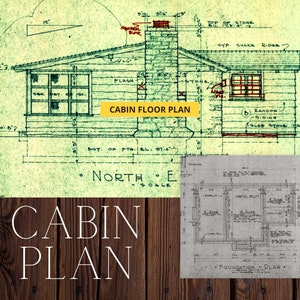 Vintage Cabin Plan PDF, 32 'x 18', 575 sf, Cabin Blueprint, DIY Cabin Plan, kleines Haus, Cottage Plan, Büroplan, Adu Blueprint, Grundriss