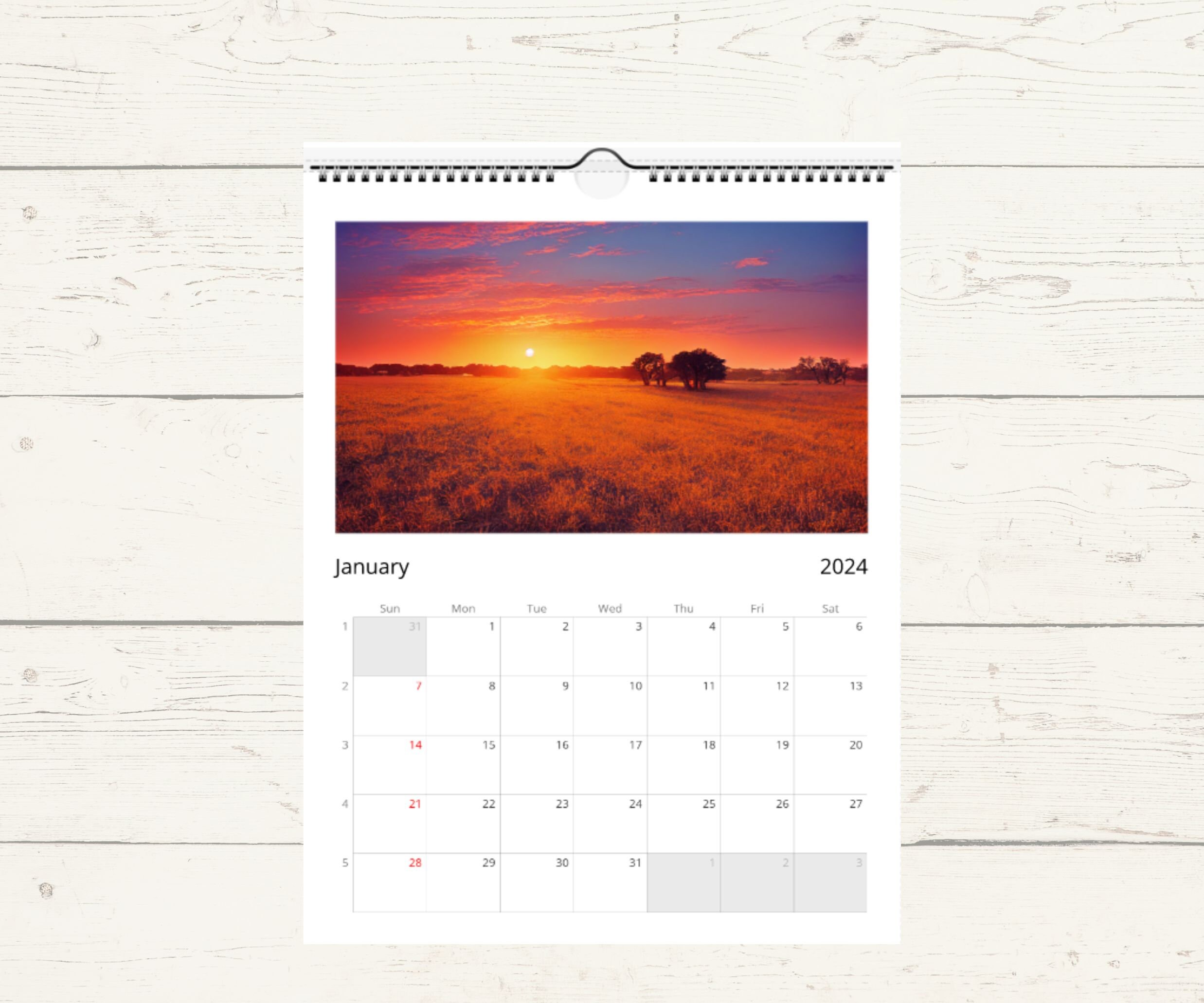 Sunsets Sunrises 2024 11 X 8.5 Wall Calendar US Etsy