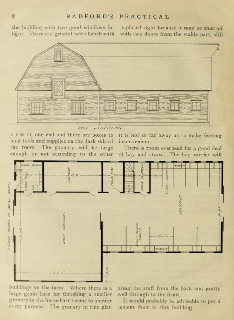 50+ Antique Barn and Farm Building Floorplans (PDF, Instant Download ...
