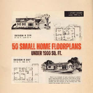 50 Small Home Floorplans (pdf electronic file, downloadable, printable home designs)