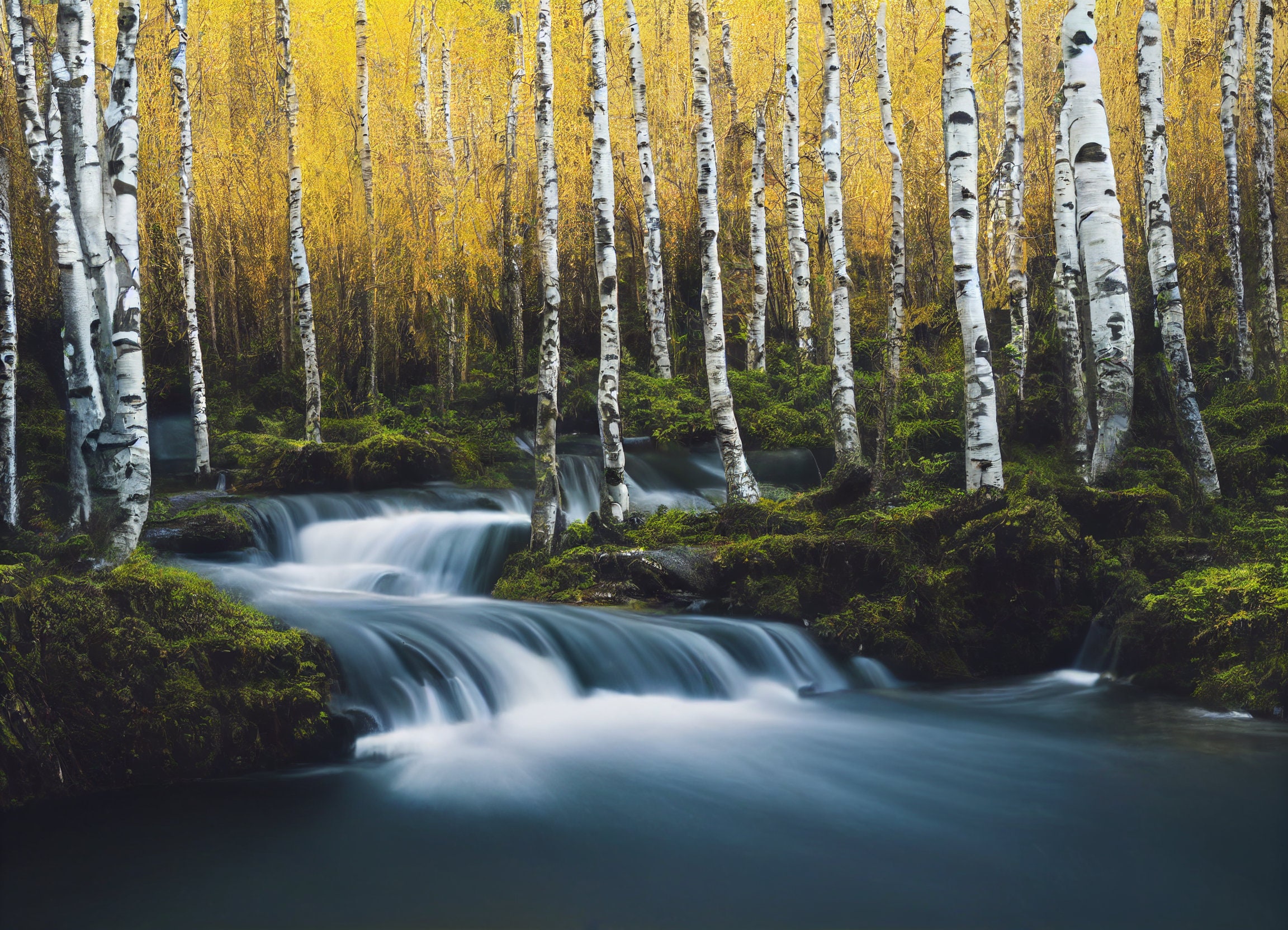 Monthly Wall Calendar 2024 US & CA, Birch Groves, Nature Calendar for