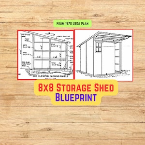 8&#39;x8&#39; Shed Blueprint Plans (PDF Instant Download, 2-page Blueprint, from 1970 USDA Plan)