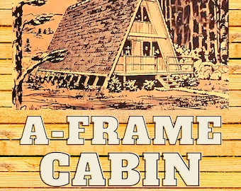 Vintage A-Frame Cabin Plan, 24' x 20' & 36' x 20'options, 1 Bath, 2 Bed, Tiny House, DIY House Plan, Tiny House Plans, Cottage Plan, office