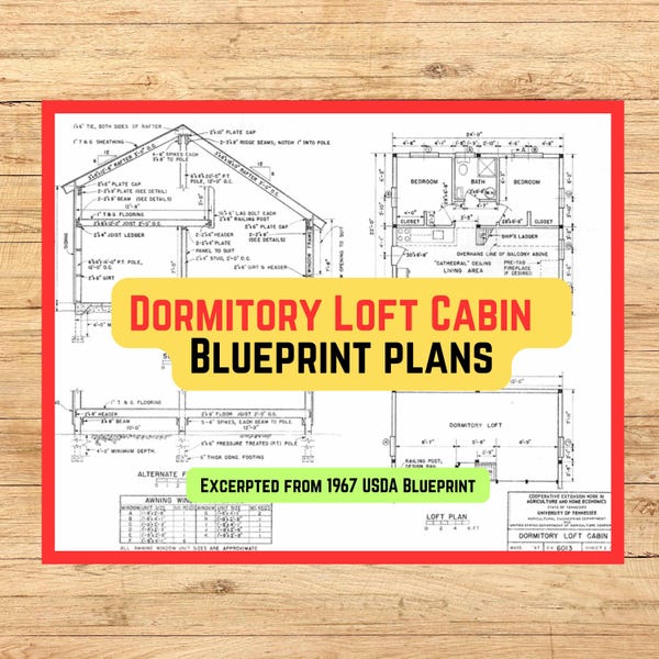 Cabin Plans With Loft - Etsy