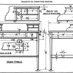 Vintage Desk Building Plans, 10 Woodworking Designs/blueprints (PDF ...