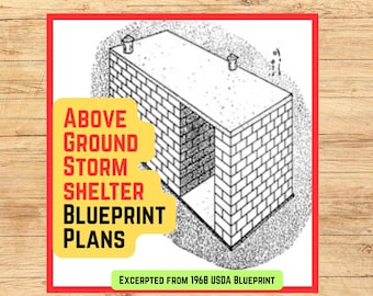 Above-Ground Concrete Brick Storm Shelter Plans (PDF Instant download, 1-page blueprint, from USDA Plan)