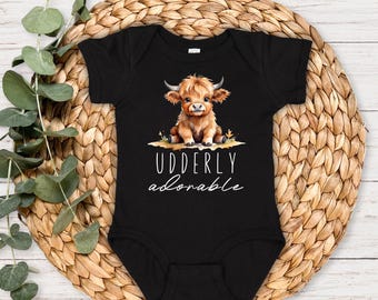 Highland Cow Baby Bodysuit: Western Newborn Gift