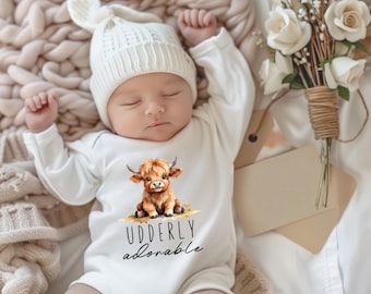 Highland Cow Baby Bodysuit: Western Newborn Gift
