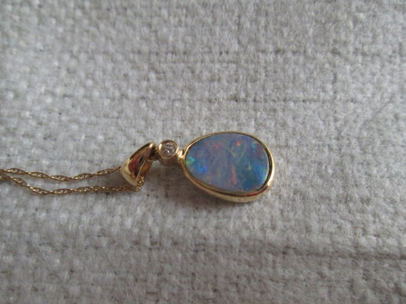14k gold opal and diamond pendant - image 5