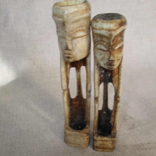 tribal art  skeleton african bone sculptures-antique, pair