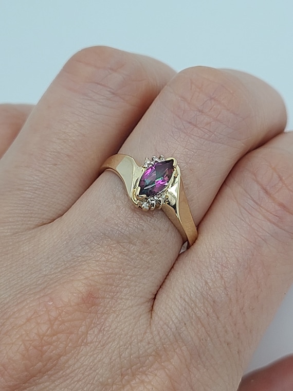 Vintage 14k Amethyst Marquise Stone Ring Size 6.5 