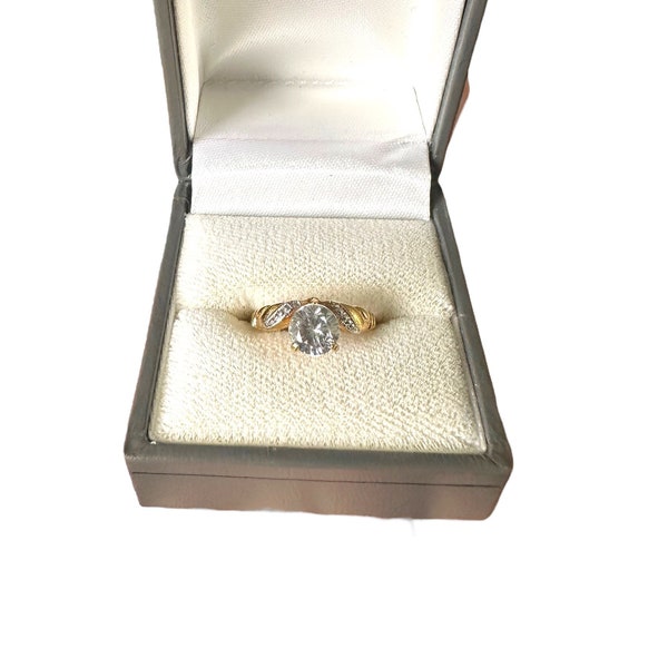 LIND Two Toned 14K HGE Cubic Zirconia Ring