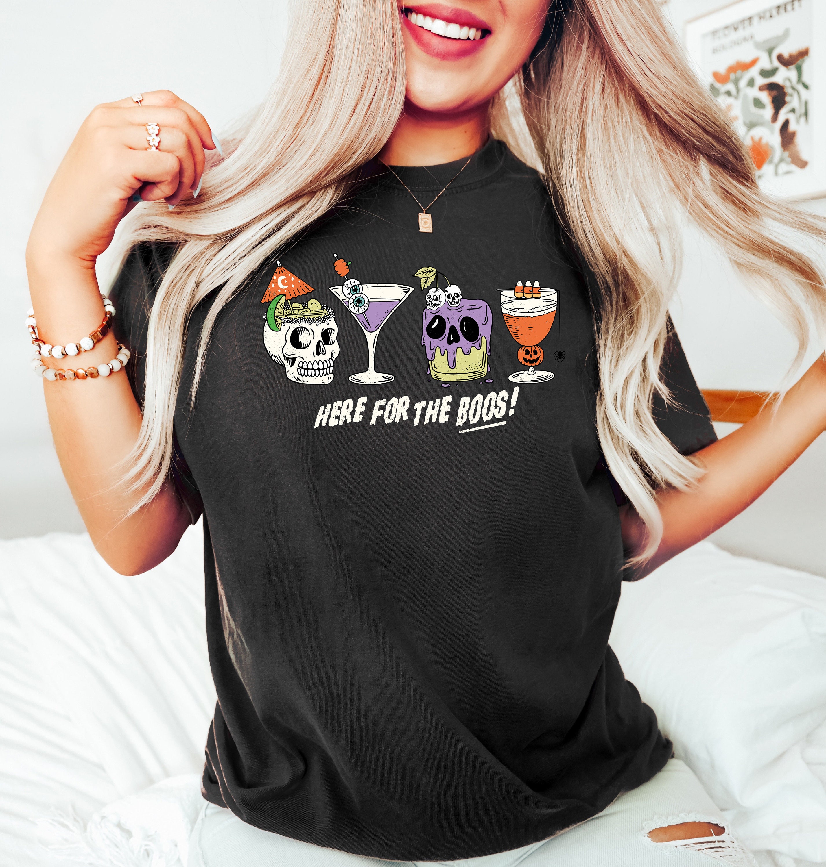 Discover Halloween Cocktails Sweatshirt, Here for the Boos, Halloween Wines Shirt, Skeleton Poison Shirt, Halloween Drinks Shirt, Halloween Gifts