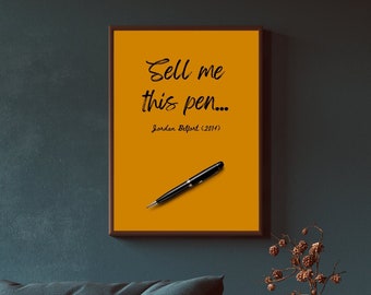 Wolf of Wall Street Film Poster | Quote from Movie | A4 & A3 Wall Art | Poster, framed print or digital download | &quot;Sell me this pen...&quot;