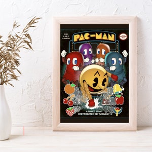 Pac-man game cover artwork | A4 size | Nintendo | Available as digital download, high quality print or framed print
